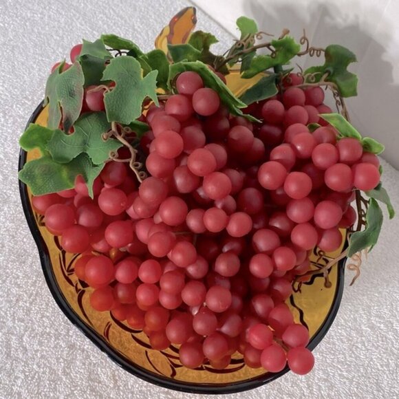 Vintage Rubber/Vinyl Decorative Red Grape Clusters x6 - Picture 1 of 6